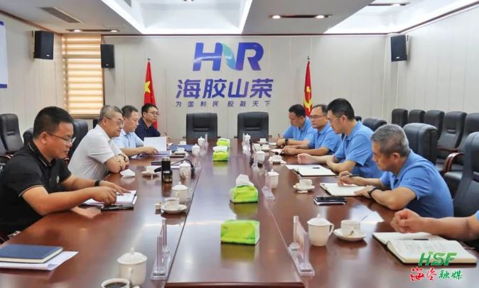 艾轶伦在海南橡胶山荣分公司座谈。